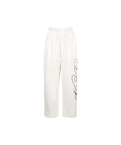 GILAARCHIVE（ギラアーカイブ）の「CUT-OUT DOUBLE WAIST SWEAT PANTS_WHITE（スウェットパンツ・レディース・その他・FREE）」の4枚目の写真