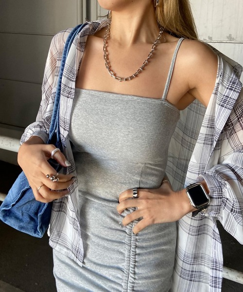 non-hedge（ノンヘッジ）の「リブドロストキャミソールミニワンピース（ワンピース・レディース・ベージュ/ブラック/グレー・FREE）」の21枚目の写真