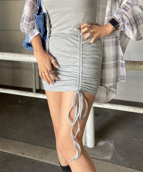 non-hedge（ノンヘッジ）の「リブドロストキャミソールミニワンピース（ワンピース・レディース・ベージュ/ブラック/グレー・FREE）」の22枚目の写真