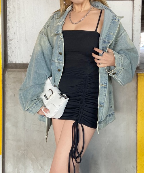 non-hedge（ノンヘッジ）の「リブドロストキャミソールミニワンピース（ワンピース・レディース・ベージュ/ブラック/グレー・FREE）」の13枚目の写真