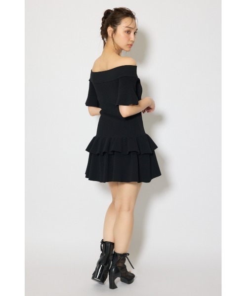 rienda(リエンダ)の「オフショルフロントジップニットミニワンピース 春服 夏服 半袖(ワンピース・レディース・ブラック/グレー/パープル・FREE)」の6枚目の写真