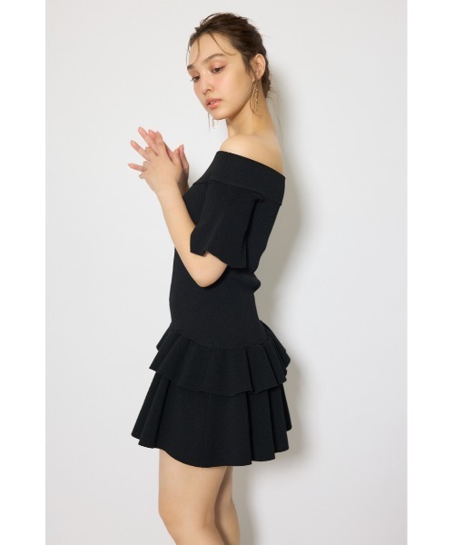 rienda(リエンダ)の「オフショルフロントジップニットミニワンピース 春服 夏服 半袖(ワンピース・レディース・ブラック/グレー/パープル・FREE)」の8枚目の写真