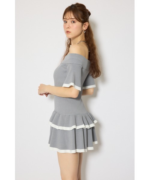 rienda(リエンダ)の「オフショルフロントジップニットミニワンピース 春服 夏服 半袖(ワンピース・レディース・ブラック/グレー/パープル・FREE)」の15枚目の写真