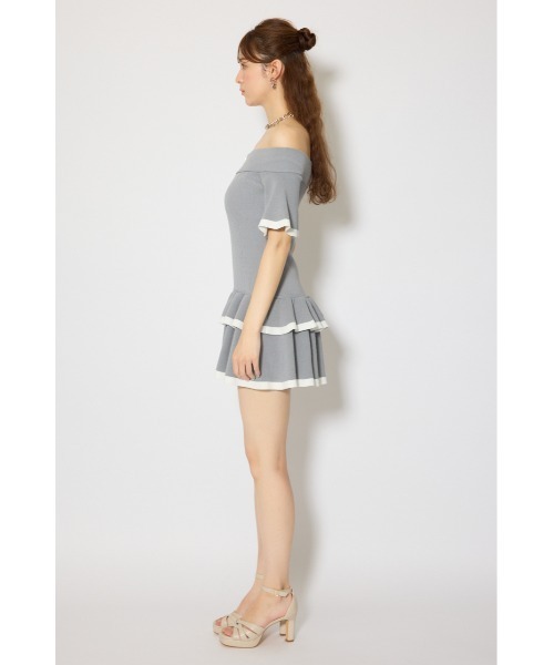 rienda(リエンダ)の「オフショルフロントジップニットミニワンピース 春服 夏服 半袖(ワンピース・レディース・ブラック/グレー/パープル・FREE)」の18枚目の写真