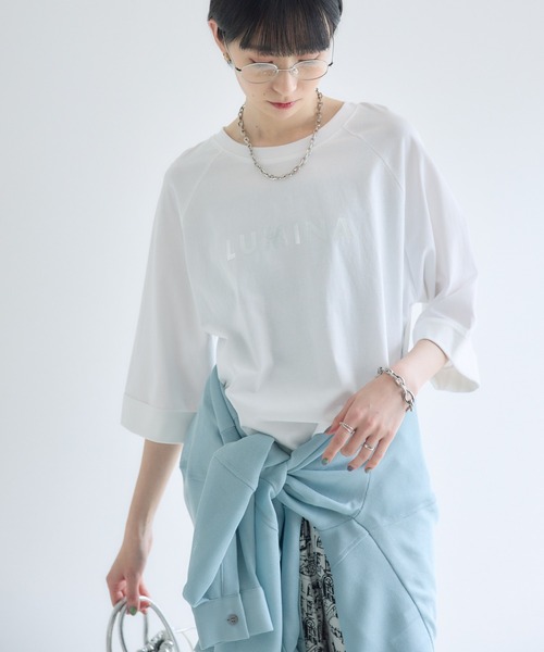 Paradise Picnic(パラダイスピクニック)の「cloche 箔ロゴ5分袖Tシャツ(Tシャツ/カットソー・レディース・ホワイト/チャコールグレー/ブルー・FREE)」の2枚目の写真