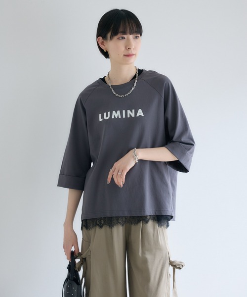 Paradise Picnic(パラダイスピクニック)の「cloche 箔ロゴ5分袖Tシャツ(Tシャツ/カットソー・レディース・ホワイト/チャコールグレー/ブルー・FREE)」の1枚目の写真