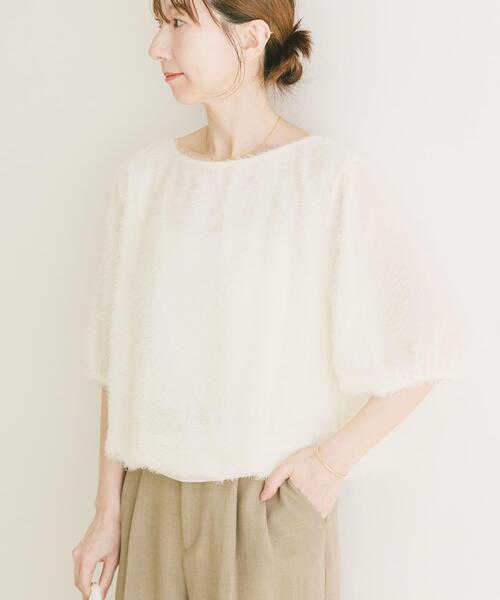 ITEMS URBANRESEARCH(アイテムズ アーバンリサーチ)の「フェザージャガードプルオーバー(シャツ/ブラウス・レディース・ブラック/オフホワイト・FREE)」の1枚目の写真