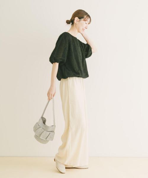 ITEMS URBANRESEARCH(アイテムズ アーバンリサーチ)の「フェザージャガードプルオーバー(シャツ/ブラウス・レディース・ブラック/オフホワイト・FREE)」の6枚目の写真