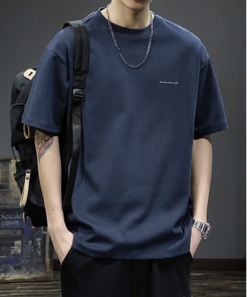 NEW GENTLEMAN（ニュージェントルマン）の「レイヴン ワンポイント オーバーサイズT（Tシャツ/カットソー・メンズ・ホワイト/ネイビー/オリーブ/ブラック・XL/L/M）」の2枚目の写真