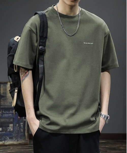 NEW GENTLEMAN（ニュージェントルマン）の「レイヴン ワンポイント オーバーサイズT（Tシャツ/カットソー・メンズ・ホワイト/ネイビー/オリーブ/ブラック・XL/L/M）」の4枚目の写真