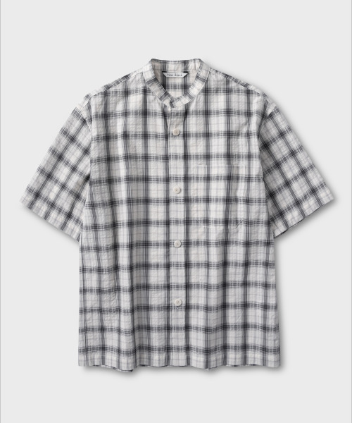 NONBLANK(ノンブランク)の「チャイナカラーチェックシャツ_OFF WHITE(シャツ/ブラウス・メンズ・アイボリー・MEDIUM/LARGE/X-LARGE)」の1枚目の写真