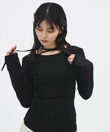UNITED TOKYO | シアーストライプカットコンビプルオーバー｜ウォッシャブル/シアートップス/ロンT/春服(Tシャツ/カットソー)
