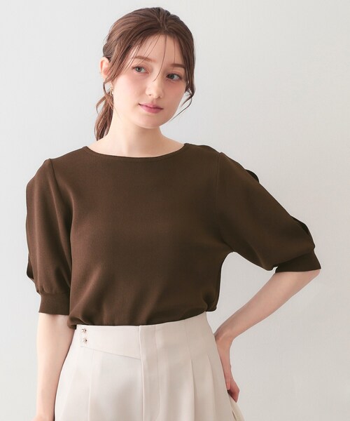 index(インデックス)の「【接触冷感/UVケア】クールタッチラップスリーブニット《洗濯機OK/XS~3L/9col》(ニット/セーター・レディース・ライトブルー/ナチュラル/ネイビー/ピンク系/モスグリーン系7/ホワイト系9/ブラウン系その他5/ボルドー/チャコールグレー・36/38/40/34/42/44)」の13枚目の写真