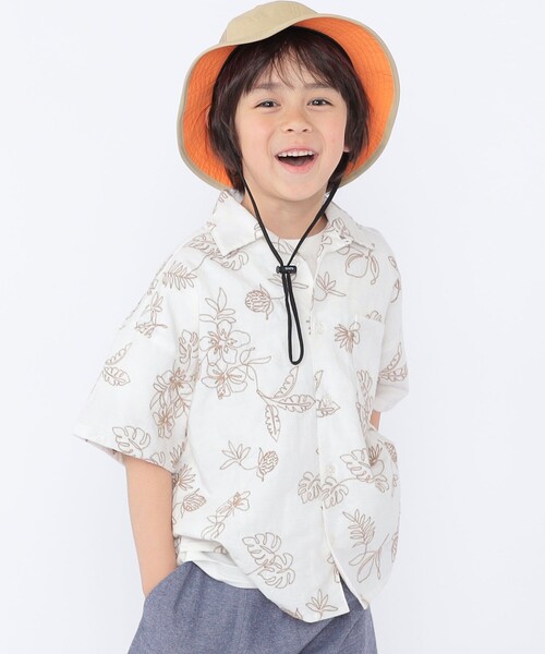 SHIPS(シップス)の「SHIPS KIDS:100~130cm /エンブロイダリー オープンカラー シャツ(シャツ/ブラウス・キッズ・アイボリー/ライトブルー・110/100/130/120)」の2枚目の写真
