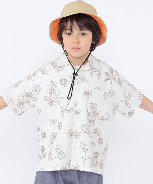 SHIPS(シップス)の「SHIPS KIDS:100~130cm /エンブロイダリー オープンカラー シャツ(シャツ/ブラウス・キッズ・アイボリー/ライトブルー・110/100/130/120)」の3枚目の写真