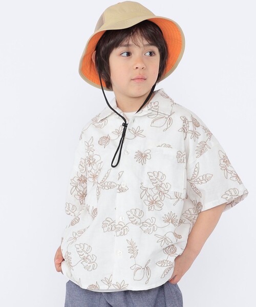 SHIPS(シップス)の「SHIPS KIDS:100~130cm /エンブロイダリー オープンカラー シャツ(シャツ/ブラウス・キッズ・アイボリー/ライトブルー・110/100/130/120)」の4枚目の写真