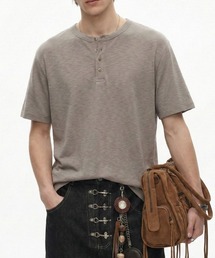 スラブニット ヘンリーネック Tシャツ