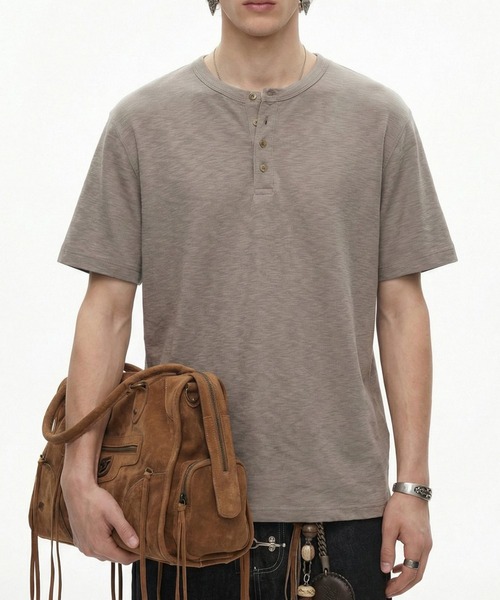 CORPUS TOKYO(コーパス トーキョー)の「スラブニット ヘンリーネック Tシャツ(Tシャツ/カットソー・メンズ・グレー/ブラック/アイボリー・1/2/3)」の15枚目の写真