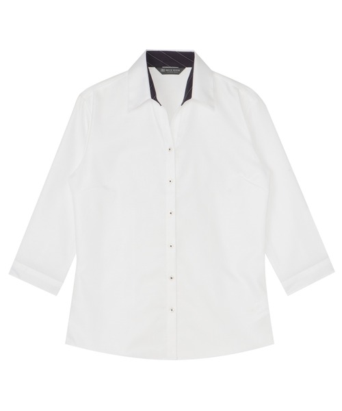 TOKYO SHIRTS(トウキョウシャツ)の「【超形態安定】 形態安定ノンアイロン スキッパー 7分袖ビジネスワイシャツ(ビジネスシャツ・レディース・ホワイト・L/LL/S/M/XL)」の1枚目の写真