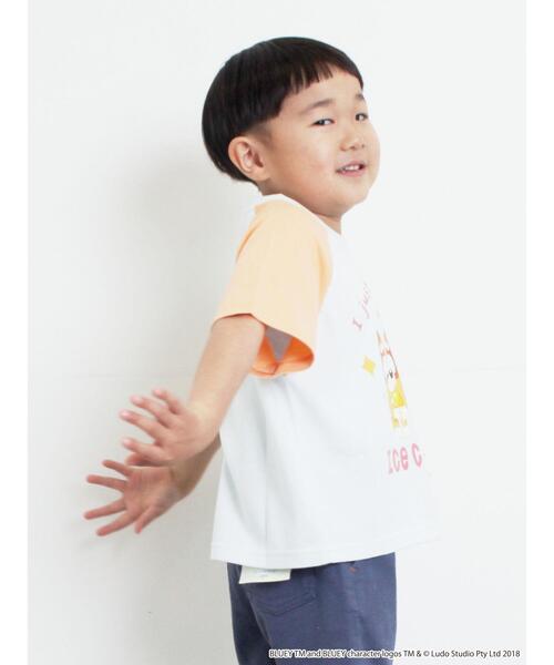 Samansa Mos2 Lagom(サマンサモスモスラーゴム)の「【ブルーイ】配色ラグランプリントTシャツ(Tシャツ/カットソー・キッズ・サックスブルー/オートミール・100/120/95/130/110)」の7枚目の写真