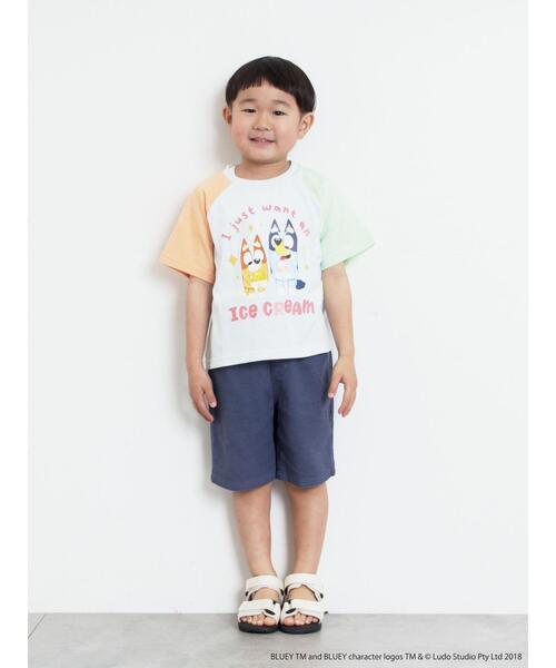 Samansa Mos2 Lagom(サマンサモスモスラーゴム)の「【ブルーイ】配色ラグランプリントTシャツ(Tシャツ/カットソー・キッズ・サックスブルー/オートミール・100/120/95/130/110)」の8枚目の写真