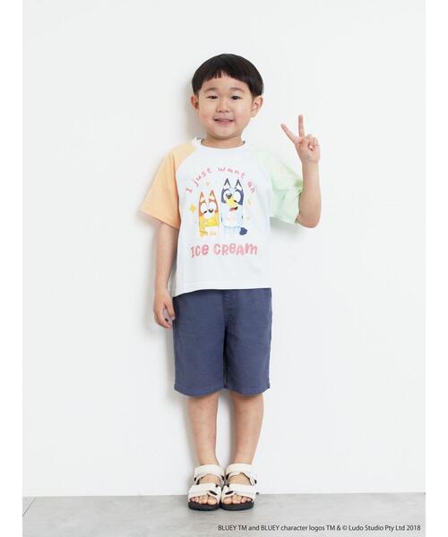 Samansa Mos2 Lagom(サマンサモスモスラーゴム)の「【ブルーイ】配色ラグランプリントTシャツ(Tシャツ/カットソー・キッズ・サックスブルー/オートミール・100/120/95/130/110)」の9枚目の写真
