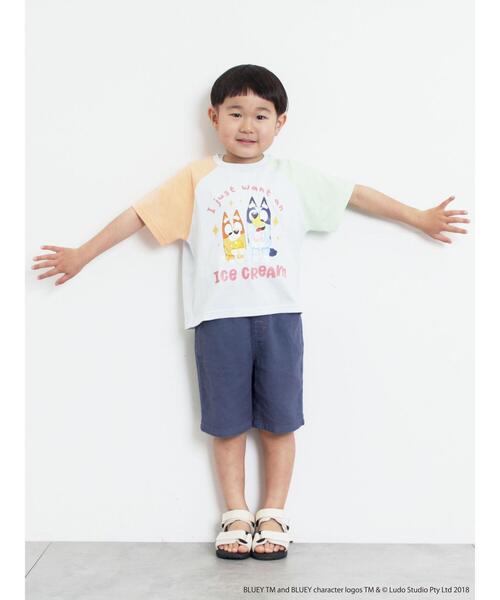 Samansa Mos2 Lagom(サマンサモスモスラーゴム)の「【ブルーイ】配色ラグランプリントTシャツ(Tシャツ/カットソー・キッズ・サックスブルー/オートミール・100/120/95/130/110)」の10枚目の写真