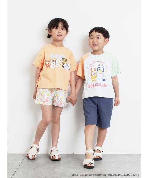 Samansa Mos2 Lagom(サマンサモスモスラーゴム)の「【ブルーイ】配色ラグランプリントTシャツ(Tシャツ/カットソー・キッズ・サックスブルー/オートミール・100/120/95/130/110)」の13枚目の写真