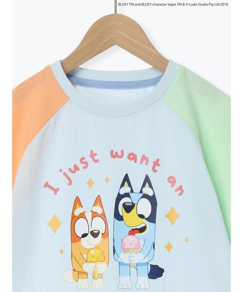 Samansa Mos2 Lagom(サマンサモスモスラーゴム)の「【ブルーイ】配色ラグランプリントTシャツ(Tシャツ/カットソー・キッズ・サックスブルー/オートミール・100/120/95/130/110)」の21枚目の写真