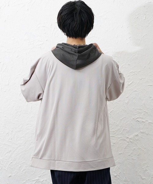 MinoriTY(マイノリティ)の「【MinoriTY】ビッグシルエット配色5分袖パーカー メンズ 春服 夏服 ユニセックス(パーカー・メンズ・グレー/チャコール・S/L/M)」の14枚目の写真