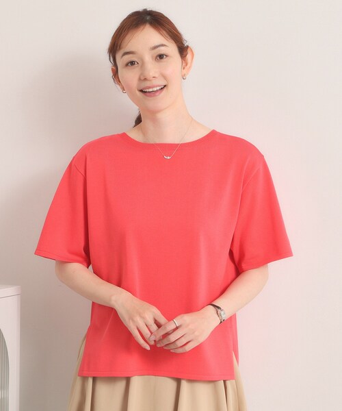 ITS'DEMO（イッツデモ）の「【遮熱／冷感】5分袖サマーニットT（ニット/セーター・レディース・レッド系/サックスブルー/オフホワイト/ブルー・00）」の9枚目の写真