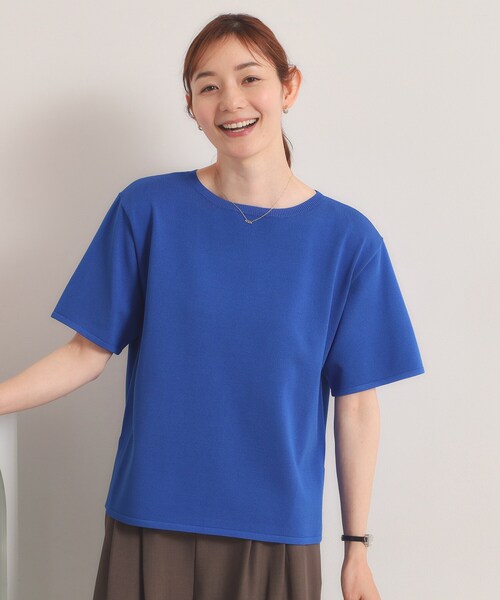 ITS'DEMO（イッツデモ）の「【遮熱／冷感】5分袖サマーニットT（ニット/セーター・レディース・レッド系/サックスブルー/オフホワイト/ブルー・00）」の18枚目の写真