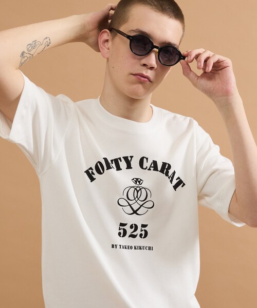 40ｃｔ＆525（フォーティーカラッツアンドゴーニーゴ）の「カレッジ風ミニ裏毛半袖Tシャツ（Tシャツ/カットソー・メンズ・ホワイト/ブラック・03/02）」の4枚目の写真