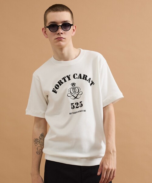 40ｃｔ＆525（フォーティーカラッツアンドゴーニーゴ）の「カレッジ風ミニ裏毛半袖Tシャツ（Tシャツ/カットソー・メンズ・ホワイト/ブラック・03/02）」の5枚目の写真