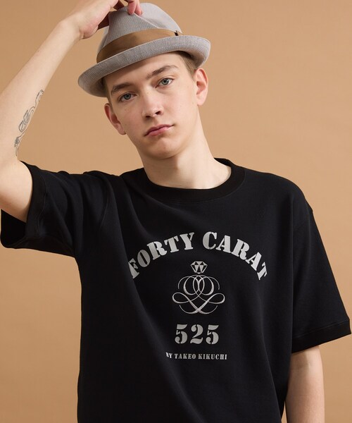 40ｃｔ＆525（フォーティーカラッツアンドゴーニーゴ）の「カレッジ風ミニ裏毛半袖Tシャツ（Tシャツ/カットソー・メンズ・ホワイト/ブラック・03/02）」の8枚目の写真