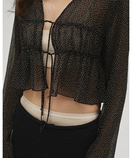 TODAYFUL（トゥデイフル）の「Shirring Dot Cardigan（カーディガン/ボレロ・レディース・ブラック・FREE）」の3枚目の写真