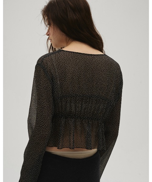 TODAYFUL（トゥデイフル）の「Shirring Dot Cardigan（カーディガン/ボレロ・レディース・ブラック・FREE）」の5枚目の写真