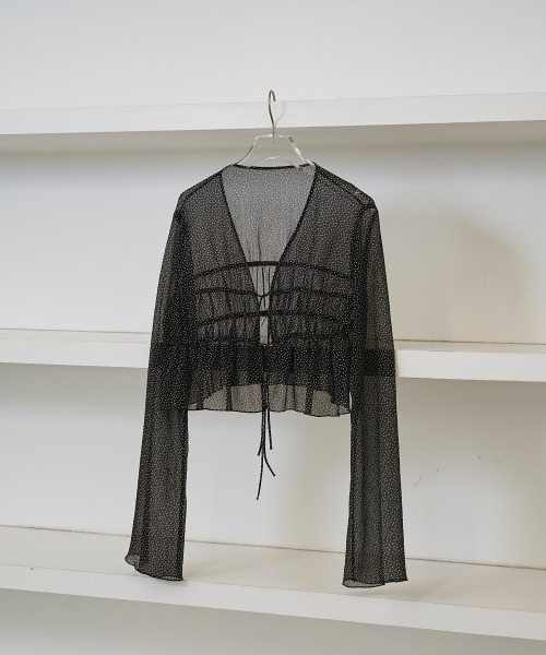 TODAYFUL（トゥデイフル）の「Shirring Dot Cardigan（カーディガン/ボレロ・レディース・ブラック・FREE）」の8枚目の写真