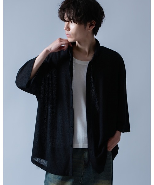 Crownor(クラウノアー)の「シアーメッシュ ビッグシャツ(シャツ/ブラウス・メンズ・ブラック/グレー・LARGE/MEDIUM/SMALL)」の2枚目の写真