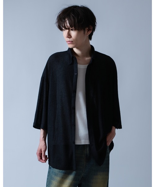 Crownor(クラウノアー)の「シアーメッシュ ビッグシャツ(シャツ/ブラウス・メンズ・ブラック/グレー・LARGE/MEDIUM/SMALL)」の3枚目の写真
