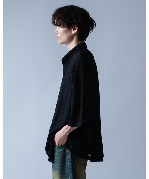 Crownor(クラウノアー)の「シアーメッシュ ビッグシャツ(シャツ/ブラウス・メンズ・ブラック/グレー・LARGE/MEDIUM/SMALL)」の4枚目の写真