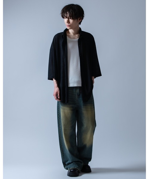 Crownor(クラウノアー)の「シアーメッシュ ビッグシャツ(シャツ/ブラウス・メンズ・ブラック/グレー・LARGE/MEDIUM/SMALL)」の6枚目の写真