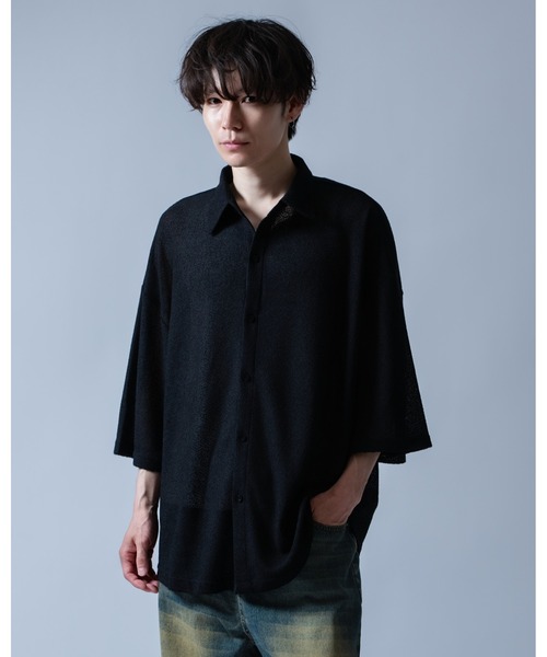 Crownor(クラウノアー)の「シアーメッシュ ビッグシャツ(シャツ/ブラウス・メンズ・ブラック/グレー・LARGE/MEDIUM/SMALL)」の7枚目の写真