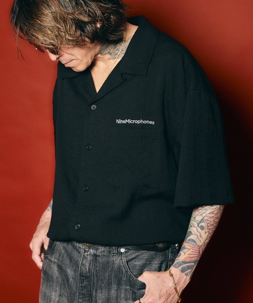 NineMicrophones(ナインマイクロフォンズ)の「OPEN COLLAR SHIRT(シャツ/ブラウス・メンズ・ブラック/イエロー・X-LARGE/LARGE/MEDIUM/SMALL)」の5枚目の写真