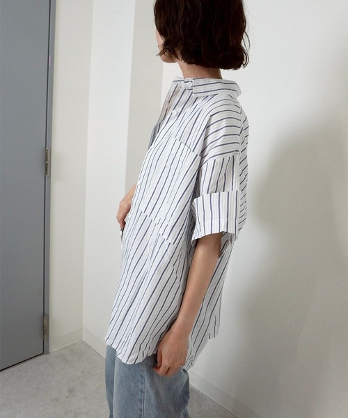 gossara（ゴサラ）の「【表情のある素材感】ストライプシャツ（シャツ/ブラウス・レディース・ライトブルー/ホワイト・FREE）」の16枚目の写真
