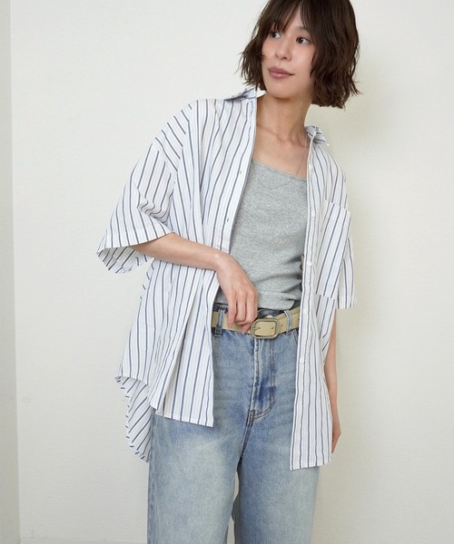 gossara（ゴサラ）の「【表情のある素材感】ストライプシャツ（シャツ/ブラウス・レディース・ライトブルー/ホワイト・FREE）」の18枚目の写真