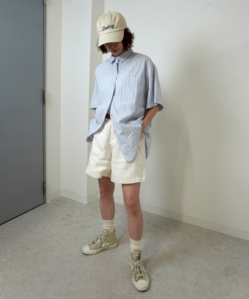 gossara（ゴサラ）の「【表情のある素材感】ストライプシャツ（シャツ/ブラウス・レディース・ライトブルー/ホワイト・FREE）」の7枚目の写真