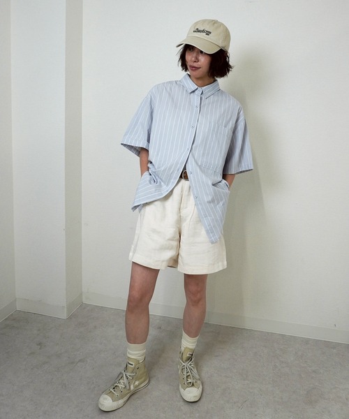 gossara（ゴサラ）の「【表情のある素材感】ストライプシャツ（シャツ/ブラウス・レディース・ライトブルー/ホワイト・FREE）」の6枚目の写真