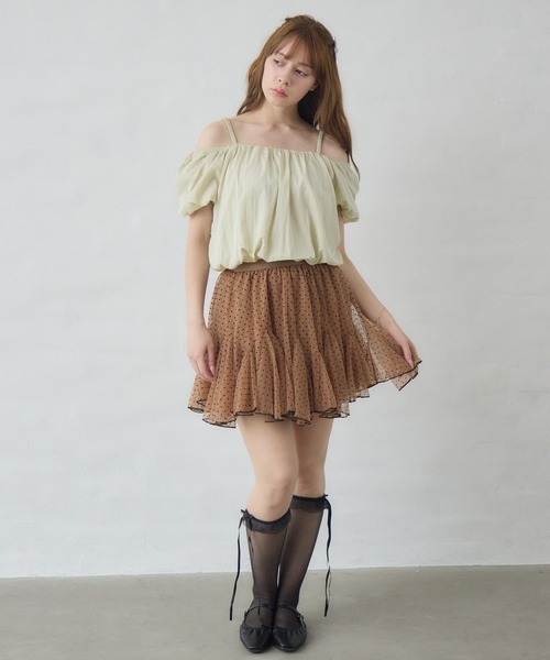 Siel(シエル)の「2WAYオフショル半袖ブラウス(シャツ/ブラウス・レディース・ライトブルー/カーキ/アイボリー・FREE)」の1枚目の写真