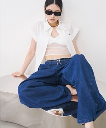 SOEMIN | Barrel tuck denim/ベルト付きバレルレッグデニムパンツ(デニムパンツ)